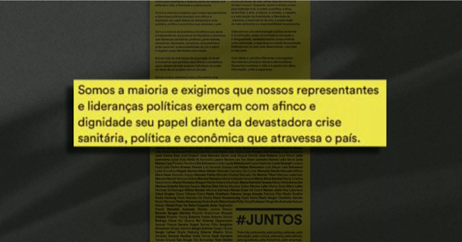 Personalidades lançam manifesto pela defesa da vida, da liberdade e da democracia