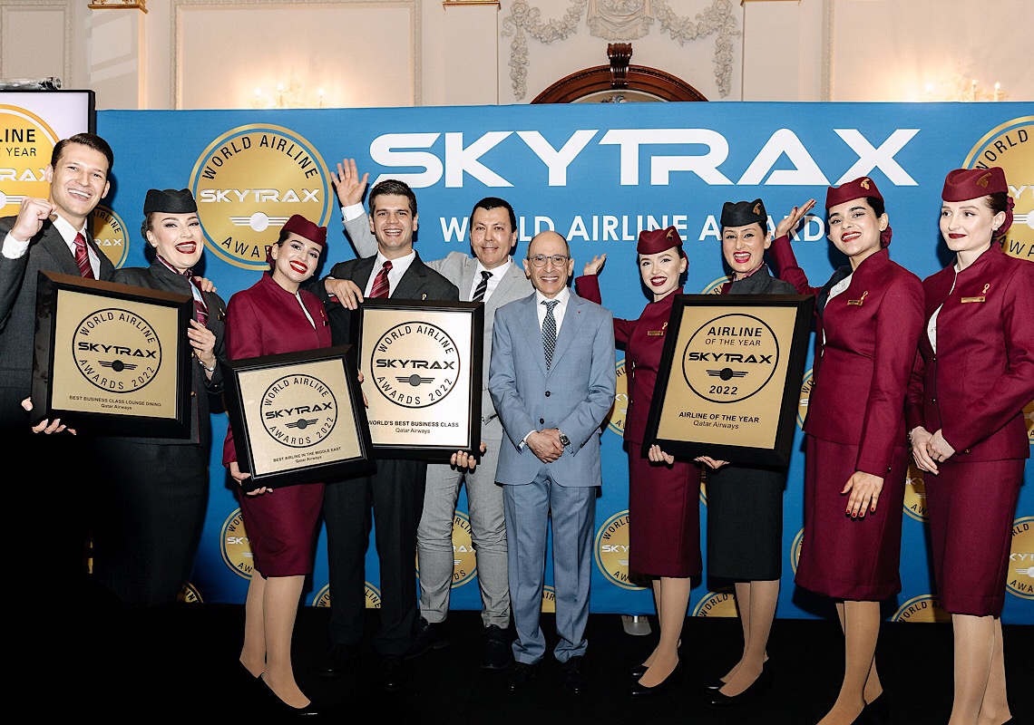 Qatar Airways vence o prêmio "Companhia Aérea do Ano" da Skytrax