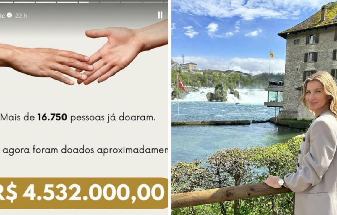 Gisele Bündchen arrecada mais de R$ 4,5 milhões para o Rio Grande do Sul