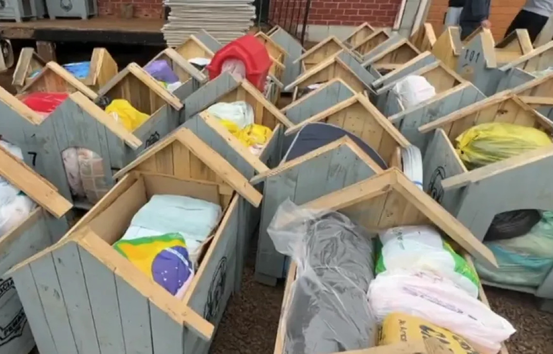 Detentos de Cascavel, no PR, produzem 600 casinhas para cães desabrigados do Sul