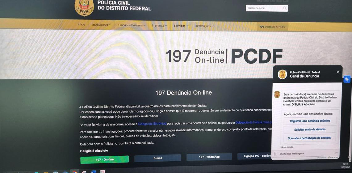 Chatbot representa 20% dos registros de denúncias anônimas à Polícia Civil do DF