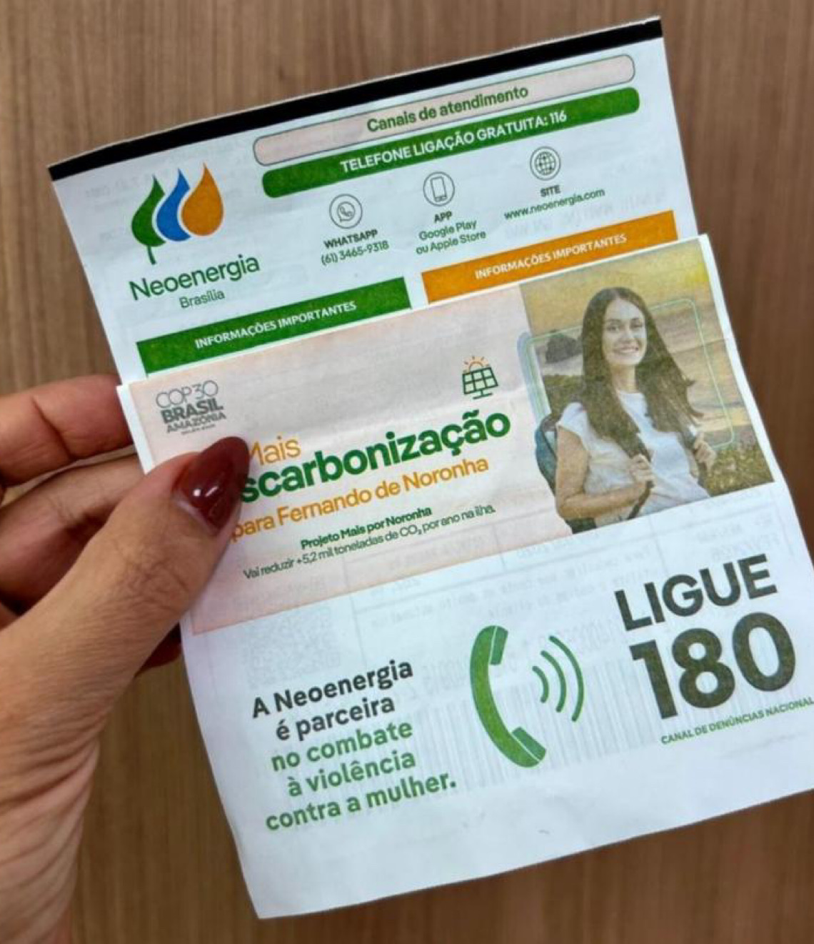 Contas de energia elétrica divulgam canal 180 para mais de 1 milhão de lares do DF e reforçam combate à violência contra a mulher