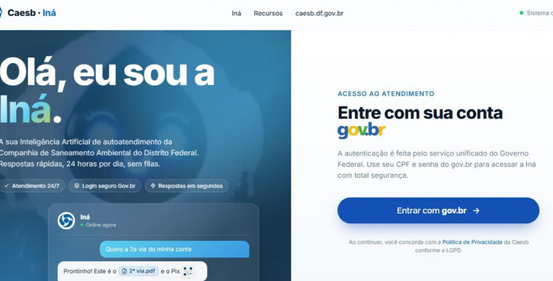 Caesb lança Iná, inteligência artificial pioneira no país para atendimento ao cidadão