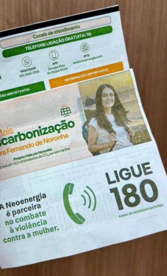 Contas de energia elétrica divulgam canal 180 para mais de 1 milhão de lares do DF e reforçam combate à violência contra a mulher