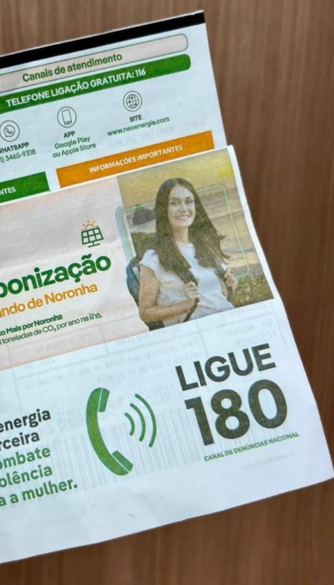 Contas de energia elétrica divulgam canal 180 para mais de 1 milhão de lares do DF e reforçam combate à violência contra a mulher