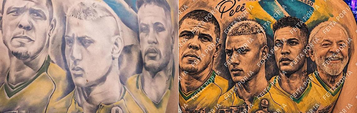 Após vitória de Lula, Richarlison publica imagem de IA com rosto do presidente em tatuagem